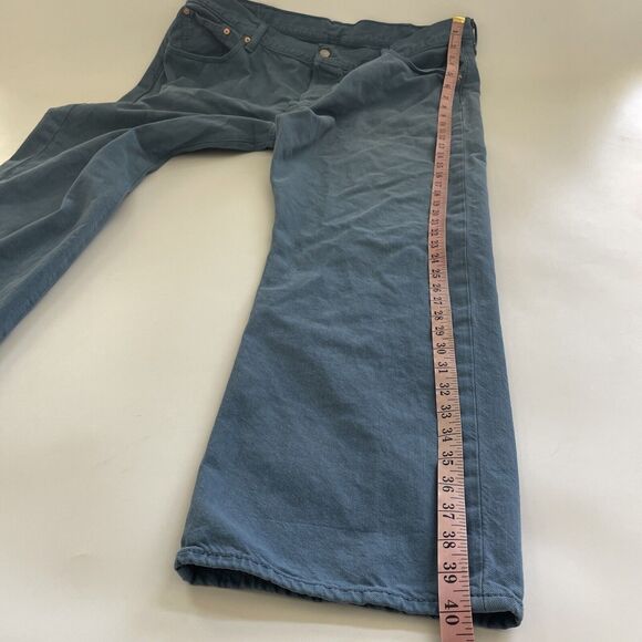 Levis 501 Jeans Mens 42x30 Button Fly Unique Blue Denim Color Workwear - Picture 6 of 10